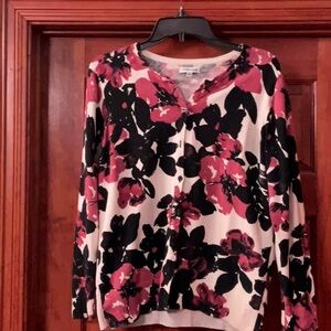 Croft & Barrow Women's Floral Sweater - Black and Pink